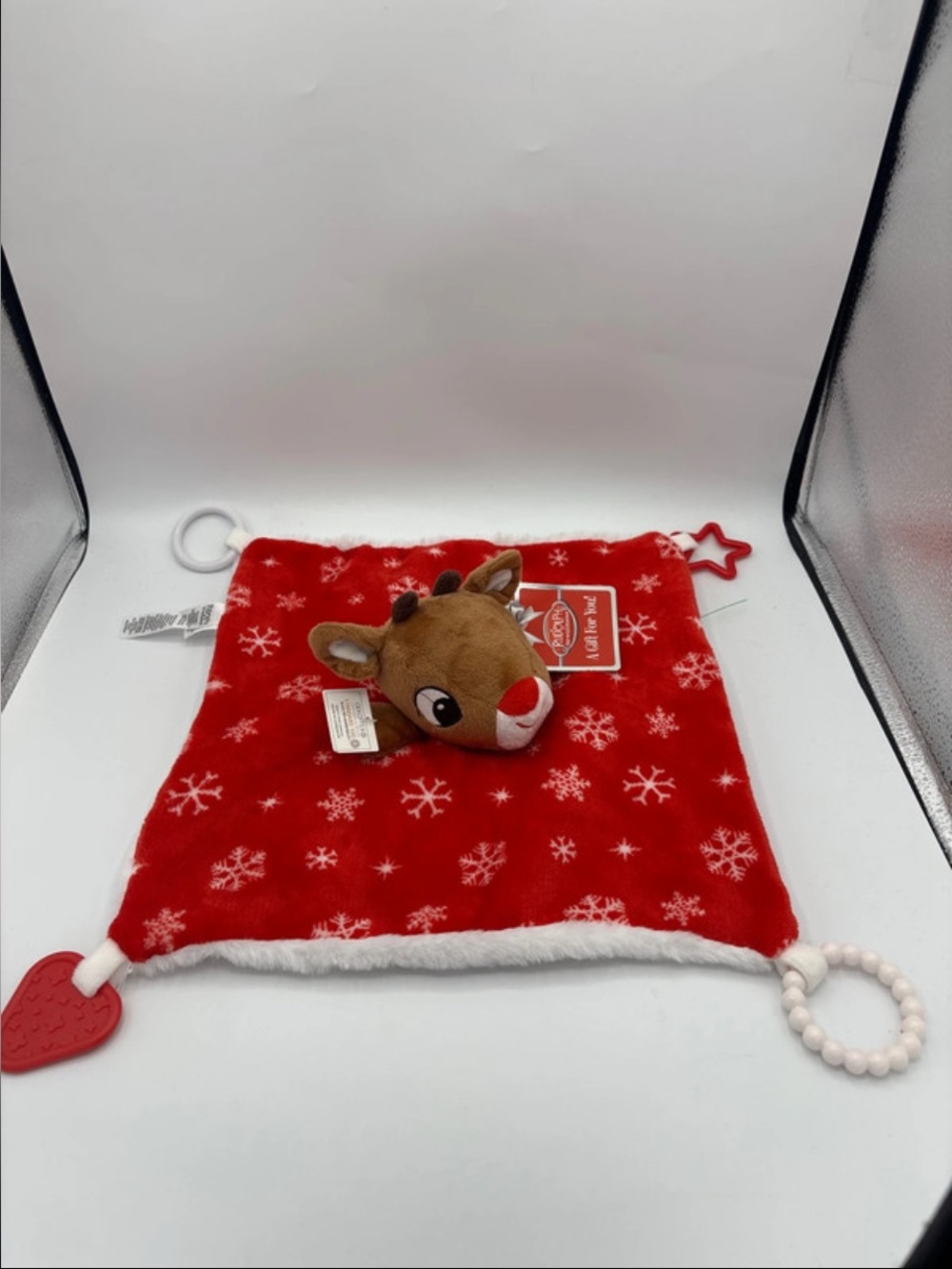 Official Rudolph the Red Nosed Reindeer Teething Lovey Plush Toy Sensory Play